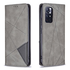 Funda de Cuero Cartera con Soporte Carcasa B07F para Xiaomi Redmi Note 11S 5G Gris