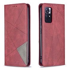 Funda de Cuero Cartera con Soporte Carcasa B07F para Xiaomi Redmi Note 11S 5G Rojo