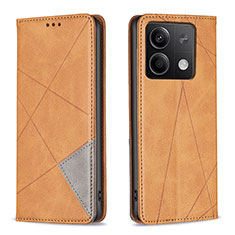 Funda de Cuero Cartera con Soporte Carcasa B07F para Xiaomi Redmi Note 13 5G Marron Claro