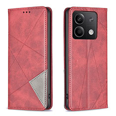 Funda de Cuero Cartera con Soporte Carcasa B07F para Xiaomi Redmi Note 13 5G Rojo