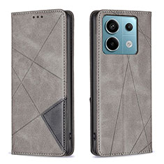 Funda de Cuero Cartera con Soporte Carcasa B07F para Xiaomi Redmi Note 13 Pro 5G Gris