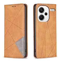 Funda de Cuero Cartera con Soporte Carcasa B07F para Xiaomi Redmi Note 13 Pro+ Plus 5G Marron Claro