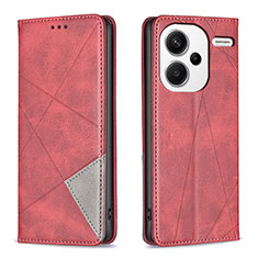 Funda de Cuero Cartera con Soporte Carcasa B07F para Xiaomi Redmi Note 13 Pro+ Plus 5G Rojo