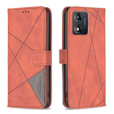 Funda de Cuero Cartera con Soporte Carcasa B08F para Motorola Moto E13 Naranja