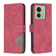 Funda de Cuero Cartera con Soporte Carcasa B08F para Motorola Moto Edge 40 5G Rojo