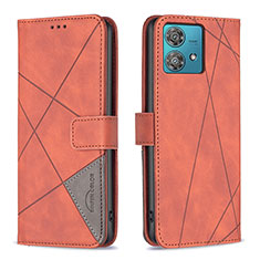 Funda de Cuero Cartera con Soporte Carcasa B08F para Motorola Moto Edge 40 Neo 5G Naranja