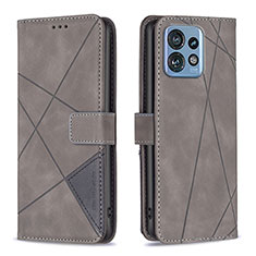 Funda de Cuero Cartera con Soporte Carcasa B08F para Motorola Moto Edge 40 Pro 5G Gris