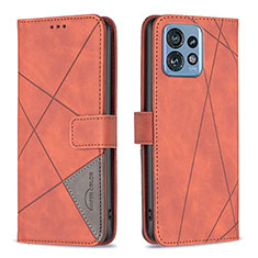 Funda de Cuero Cartera con Soporte Carcasa B08F para Motorola Moto Edge 40 Pro 5G Naranja