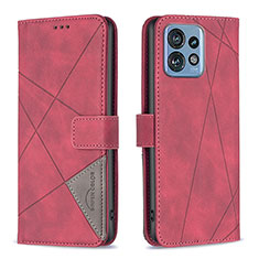 Funda de Cuero Cartera con Soporte Carcasa B08F para Motorola Moto Edge 40 Pro 5G Rojo