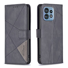 Funda de Cuero Cartera con Soporte Carcasa B08F para Motorola Moto Edge Plus (2023) 5G Negro