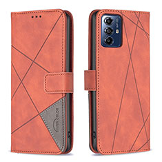 Funda de Cuero Cartera con Soporte Carcasa B08F para Motorola Moto G Play (2023) Naranja