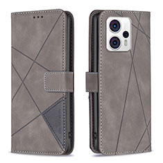 Funda de Cuero Cartera con Soporte Carcasa B08F para Motorola Moto G13 Gris