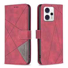 Funda de Cuero Cartera con Soporte Carcasa B08F para Motorola Moto G23 Rojo