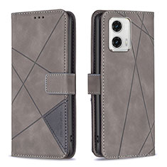 Funda de Cuero Cartera con Soporte Carcasa B08F para Motorola Moto G73 5G Gris