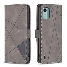 Funda de Cuero Cartera con Soporte Carcasa B08F para Nokia C12 Gris