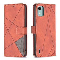 Funda de Cuero Cartera con Soporte Carcasa B08F para Nokia C12 Naranja