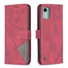 Funda de Cuero Cartera con Soporte Carcasa B08F para Nokia C12 Plus Rojo