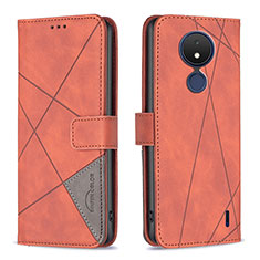 Funda de Cuero Cartera con Soporte Carcasa B08F para Nokia C21 Naranja