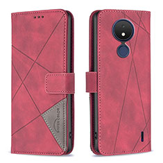 Funda de Cuero Cartera con Soporte Carcasa B08F para Nokia C21 Rojo