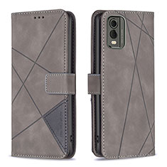 Funda de Cuero Cartera con Soporte Carcasa B08F para Nokia C32 Gris