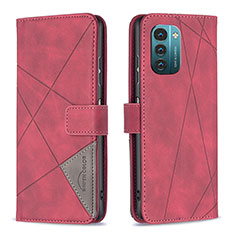 Funda de Cuero Cartera con Soporte Carcasa B08F para Nokia G11 Rojo