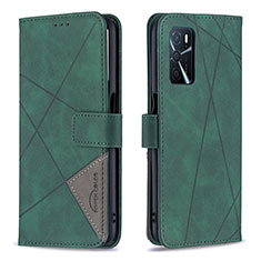 Funda de Cuero Cartera con Soporte Carcasa B08F para Oppo A16 Verde