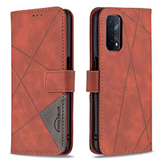 Funda de Cuero Cartera con Soporte Carcasa B08F para Oppo A54 5G Naranja