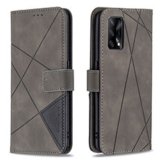 Funda de Cuero Cartera con Soporte Carcasa B08F para Oppo A74 4G Gris