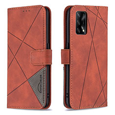 Funda de Cuero Cartera con Soporte Carcasa B08F para Oppo A74 4G Naranja