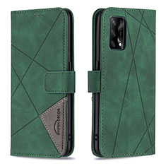 Funda de Cuero Cartera con Soporte Carcasa B08F para Oppo A74 4G Verde