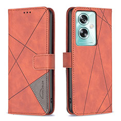 Funda de Cuero Cartera con Soporte Carcasa B08F para Oppo A79 5G Naranja