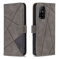 Funda de Cuero Cartera con Soporte Carcasa B08F para Oppo A94 5G Gris