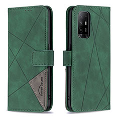 Funda de Cuero Cartera con Soporte Carcasa B08F para Oppo A95 5G Verde