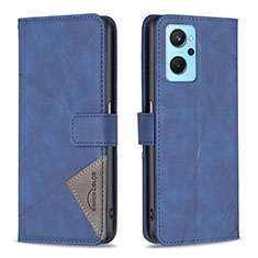 Funda de Cuero Cartera con Soporte Carcasa B08F para Oppo A96 4G Azul