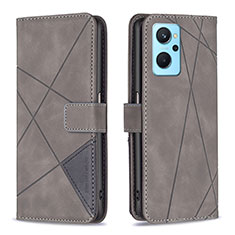 Funda de Cuero Cartera con Soporte Carcasa B08F para Oppo A96 4G Gris