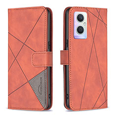 Funda de Cuero Cartera con Soporte Carcasa B08F para Oppo A96 5G Naranja