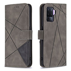 Funda de Cuero Cartera con Soporte Carcasa B08F para Oppo F19 Pro Gris