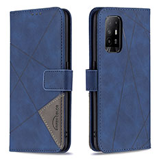 Funda de Cuero Cartera con Soporte Carcasa B08F para Oppo F19 Pro+ Plus 5G Azul