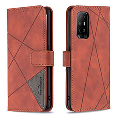 Funda de Cuero Cartera con Soporte Carcasa B08F para Oppo F19 Pro+ Plus 5G Naranja