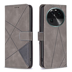 Funda de Cuero Cartera con Soporte Carcasa B08F para Oppo Find X6 5G Gris