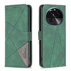 Funda de Cuero Cartera con Soporte Carcasa B08F para Oppo Find X6 5G Verde