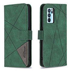 Funda de Cuero Cartera con Soporte Carcasa B08F para Oppo Reno6 Pro 5G India Verde