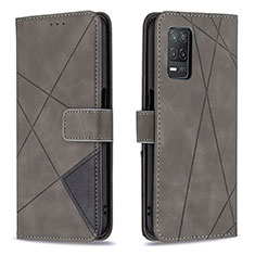 Funda de Cuero Cartera con Soporte Carcasa B08F para Realme 8s 5G Gris