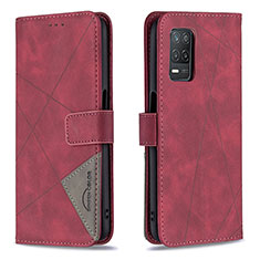 Funda de Cuero Cartera con Soporte Carcasa B08F para Realme 8s 5G Rojo