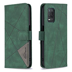 Funda de Cuero Cartera con Soporte Carcasa B08F para Realme 8s 5G Verde