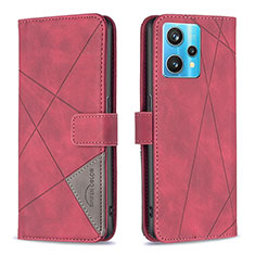 Funda de Cuero Cartera con Soporte Carcasa B08F para Realme 9 4G Rojo