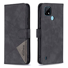 Funda de Cuero Cartera con Soporte Carcasa B08F para Realme C21 Negro