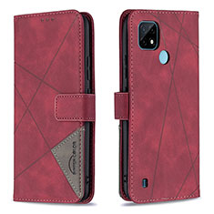 Funda de Cuero Cartera con Soporte Carcasa B08F para Realme C21 Rojo