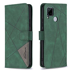 Funda de Cuero Cartera con Soporte Carcasa B08F para Realme C25 Verde