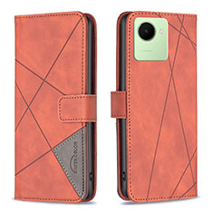 Funda de Cuero Cartera con Soporte Carcasa B08F para Realme C30 Naranja